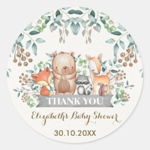 Sticker Rond Faveurs d'autocollant de Merci d'animaux de forêt