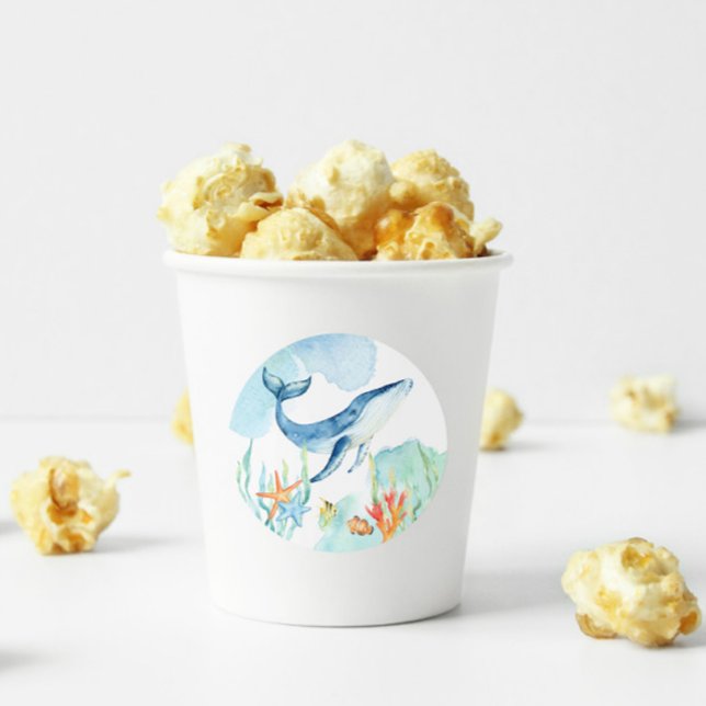 Sticker Rond Faveurs de fête Océan Baleine sous la mer (Créateur téléchargé)