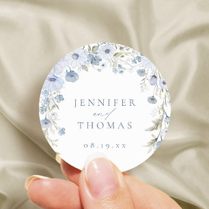 Sticker Rond Faveurs de mariage élégantes à fleurs sauvages ble