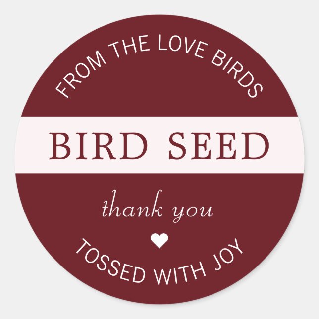 Sticker Rond Faveurs de mariage Lancer de graines d'oiseaux de  (Devant)