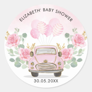 Sticker Rond Faveurs de voyage florales en or rose pour douche