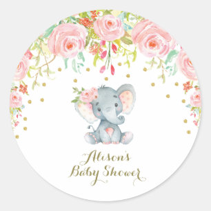 Sticker Rond Faveurs florales roses d'autocollant de Merci