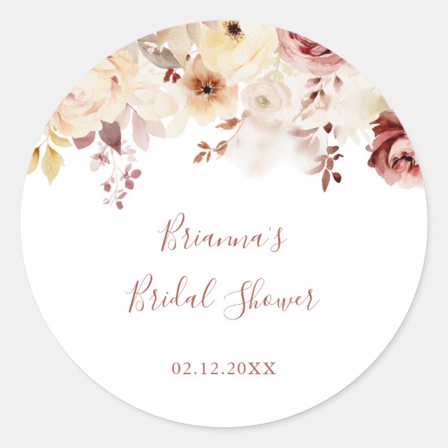 Sticker Rond Favor de calligraphie élégante pour mariage floral (Devant)