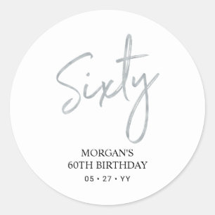 Sticker Rond Favor de fête d'anniversaire soixantième avec lett
