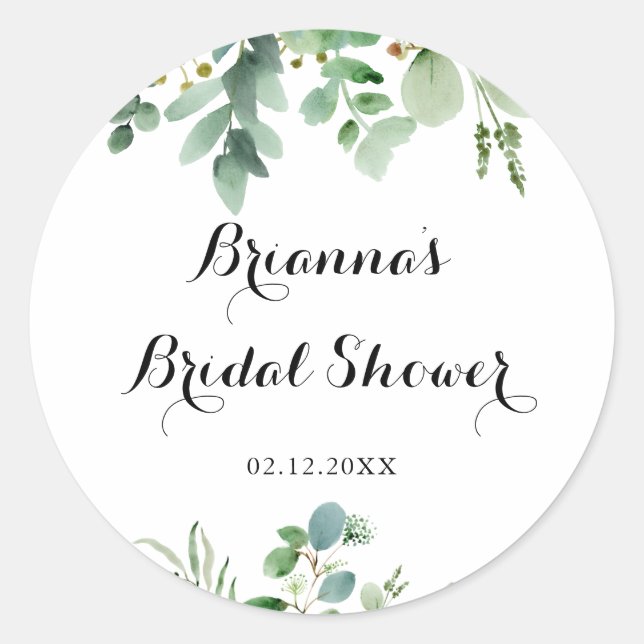 Sticker Rond Favor de mariage avec feuillage de eucalyptus vert (Devant)
