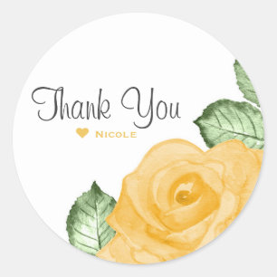 Sticker Rond Favor de mariage élégant Shower de rose jaune