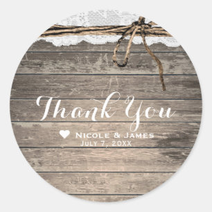 Sticker Rond Favor de mariage romantique en bois rustique et de