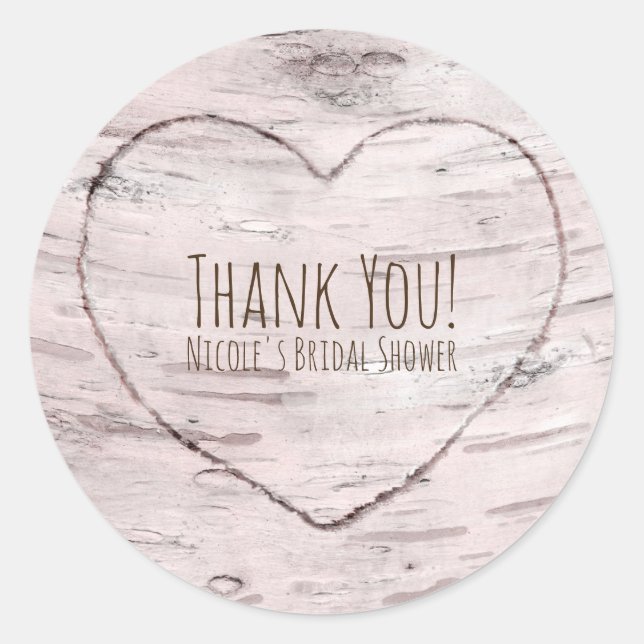 Sticker Rond Favor de mariage rustique en forme d'arbre de boul (Devant)