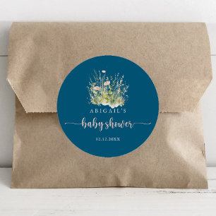 Sticker Rond Favori de Baby Shower Greenery Boho Wildflower Nav