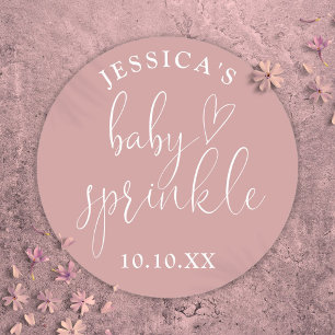 Sticker Rond Favori de Baby Sprinkle Rose Poussiéreuse Fête de