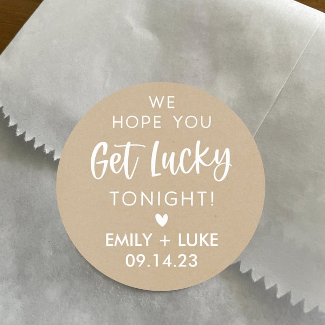 Sticker Rond Favori de billet de loterie de mariage Kraft perso (Créateur téléchargé)