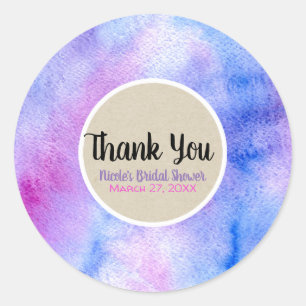 Sticker Rond Favori de couleur audacieuse funky aquarelle rose 