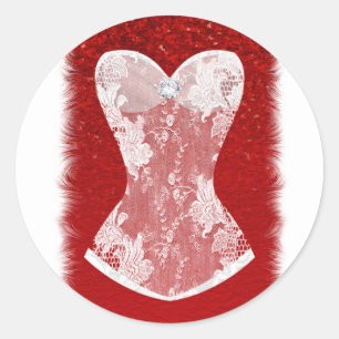 Sticker Rond Favori de douche de lingerie de vacances Glam roug