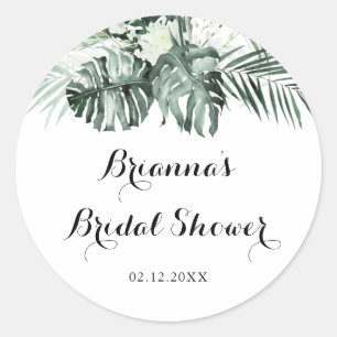 Sticker Rond Favori de douche de mariage floral blanc de verdur