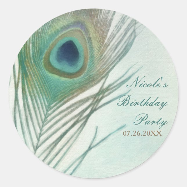 Sticker Rond Favori de fête à l'aquarelle Bohème chic à plume d (Devant)