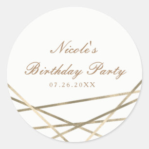 Sticker Rond Favori de fête chic et glamour avec lignes géométr
