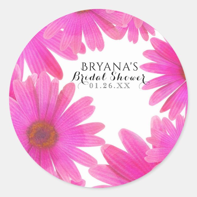 Sticker Rond Favori de fête de marguerites florales roses (Devant)