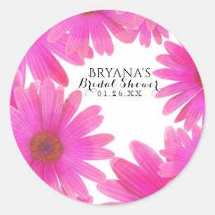 Sticker Rond Favori de fête de marguerites florales roses