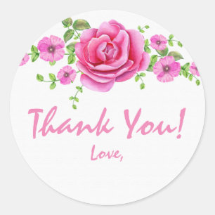 Sticker Rond Favori de Fête de Mariage Shabby Chic Fleurs Roses