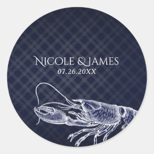 Sticker Rond Favori de fête élégant chic bleu marine homard vin
