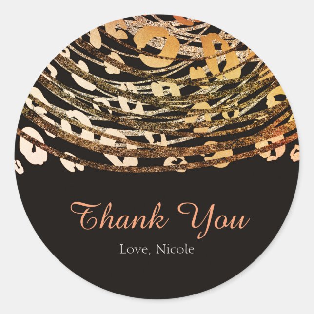 Sticker Rond Favori de fête exotique Guépard Bronze Orange (Devant)