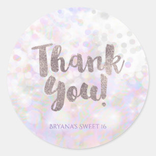 Sticker Rond Favori de fête iridescent blanc scintillant Glam