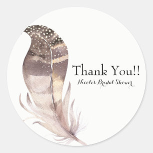 Sticker Rond Favori de fête personnalisé à plumes bohème chic