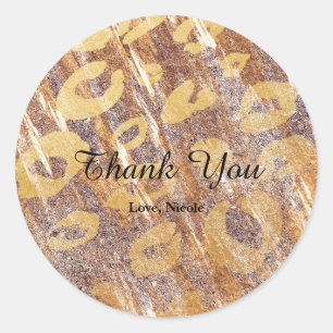 Sticker Rond Favori de glamour imprimé léopard beige sable scin