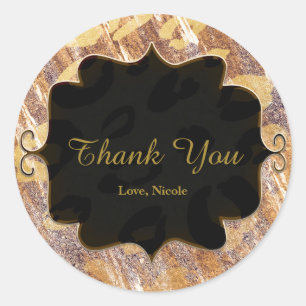 Sticker Rond Favori de glamour imprimé léopard beige sable scin