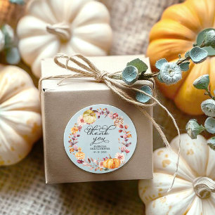 Sticker Rond Favori de mariage automnal avec feuilles de citrou