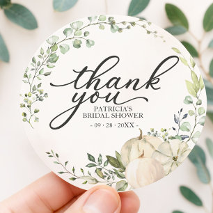 Sticker Rond Favori de mariage automnal citrouille verdure Clas