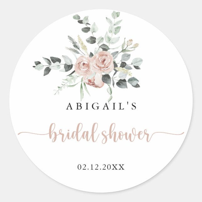 Sticker Rond Favori de mariage classique rose poussiéreuse rose (Devant)