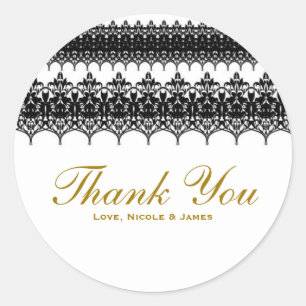 Sticker Rond Favori de mariage élégant à motif de dentelle blan