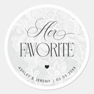 Sticker Rond Favori de mariage en dentelle blanche vintage