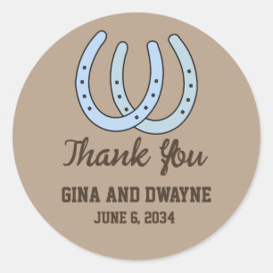 Sticker Rond Favori de mariage en forme de fer à cheval occiden