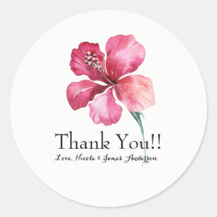 Sticker Rond Favori de mariage Fleur Fleur d'Hibiscus Tropical