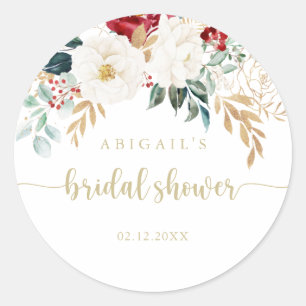Sticker Rond Favori de mariage floral or classique  