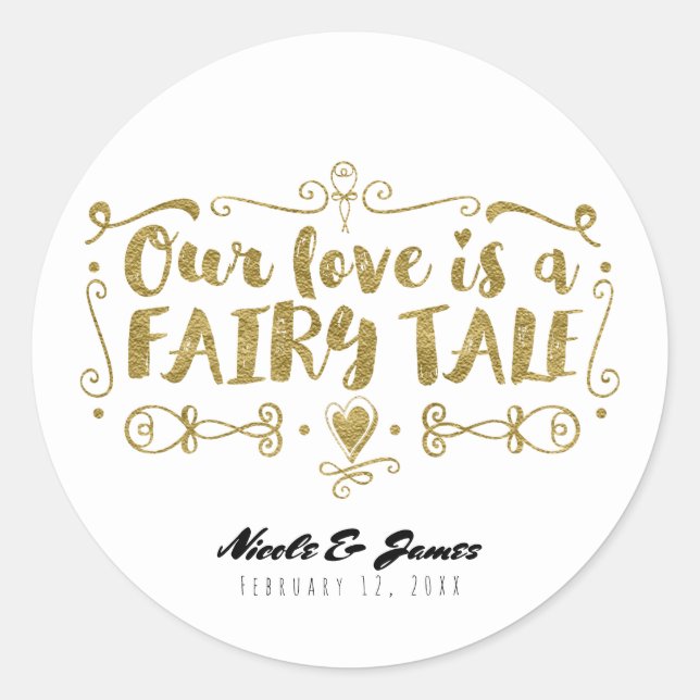 Sticker Rond Favori de mariage personnalisé OR NOTRE AMOUR EST  (Devant)