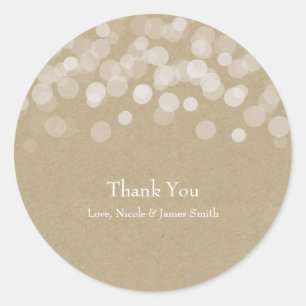 Sticker Rond Favori de mariage rustique simple en papier brun