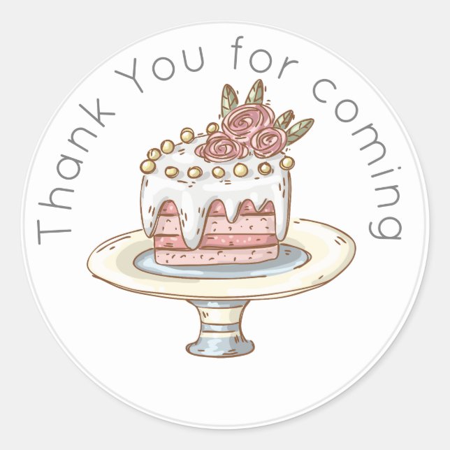 Sticker Rond Favori de Merci de gâteau Mariage Whimsical (Devant)