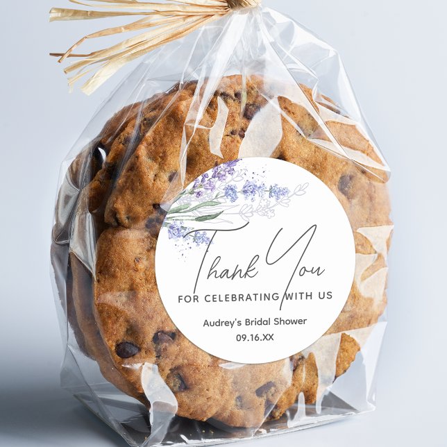 Sticker Rond Favori de remerciement à l'aquarelle de lavande (Lavender Watercolor Thank You Favor Classic Round Sticker)