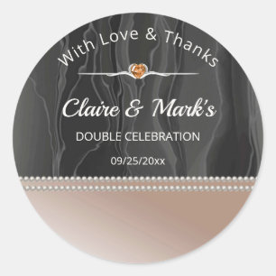 Sticker Rond Favori de soie noire pour anniversaire commun en b