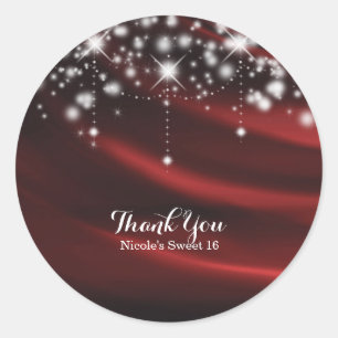 Sticker Rond Favori personnalisé de soie rouge et paillettes Gl