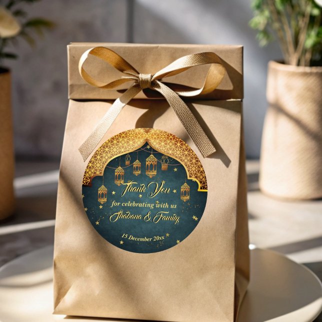 Sticker Rond Favoris de célébration de Mehndi Henna des nuits a (Arabian nights Mehndi Henna celebration favor Classic Round Sticker)