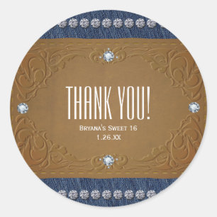 Sticker Rond Favoris de fête d'anniversaire d'étiquette de jean