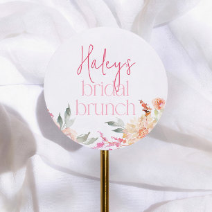 Sticker Rond Favoris de mariage floral aquarelle rose