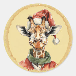 Sticker Rond Favoris de Noël animal amusant - Giraffe 1