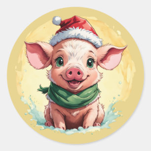 Sticker Rond Favoris de Noël animal amusant - Piglet 1
