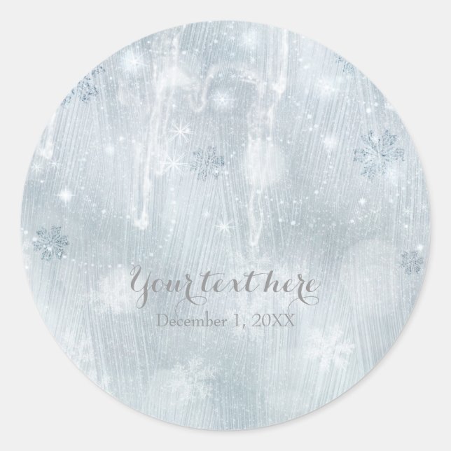 Sticker Rond Favoris Flocons de neige de glace blanche Hiver (Devant)
