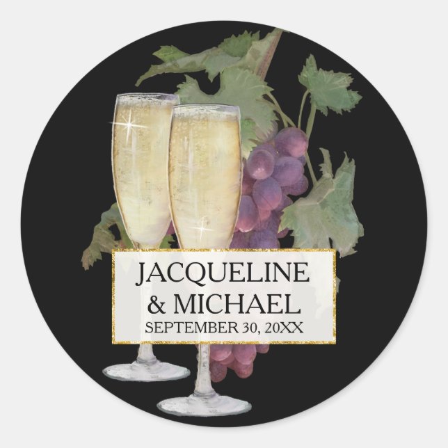 Sticker Rond Favoriser Sac Seals Vin Champagne Vignoble Mariage (Devant)